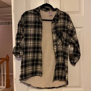 Black and white Plaid Sherpa shirt